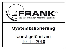 Kalibrierung Frank Waagen und Maschinen 